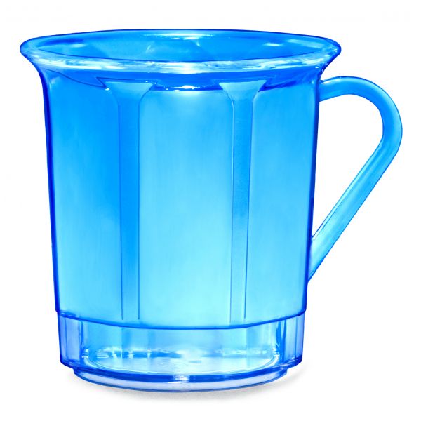 AKU PC-Kaffeebecher mit Henkel aus Kunststoff, 300 ml/0,30 l, Mehrweg, blau transparent, B-Ware
